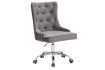 Chaise de bureau VICTORIAN 49-57cm - Élégance Baroque en Velours Gris Argenté