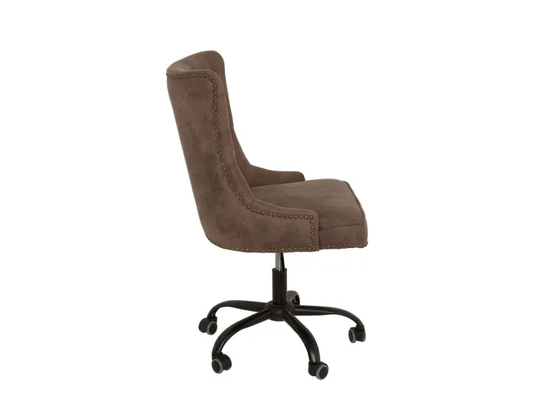 Chaise de bureau VICTORIAN 49-57cm - Style Chesterfield en Microfibre Marron Clair