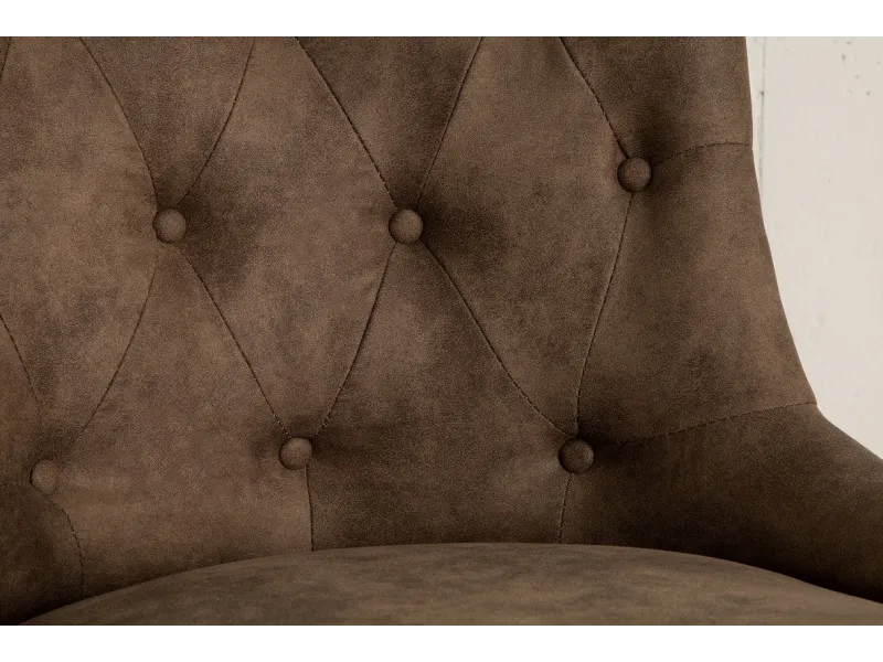 Chaise de bureau VICTORIAN 49-57cm - Style Chesterfield en Microfibre Marron Clair