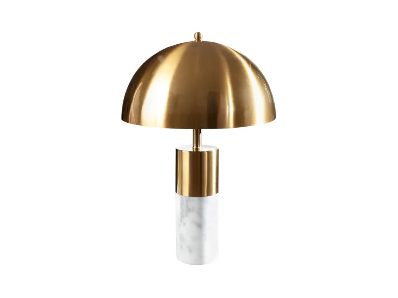 Lampe à poser moderne dorée et marbre blanc – lampe design luxe élégante - Bellozia