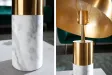 Lampe à poser moderne dorée et marbre blanc – lampe design luxe élégante - Bellozia