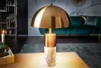 Lampe à poser moderne dorée et marbre blanc – lampe design luxe élégante - Bellozia
