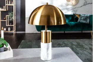 Lampe à poser moderne dorée et marbre blanc – lampe design luxe élégante - Bellozia 2