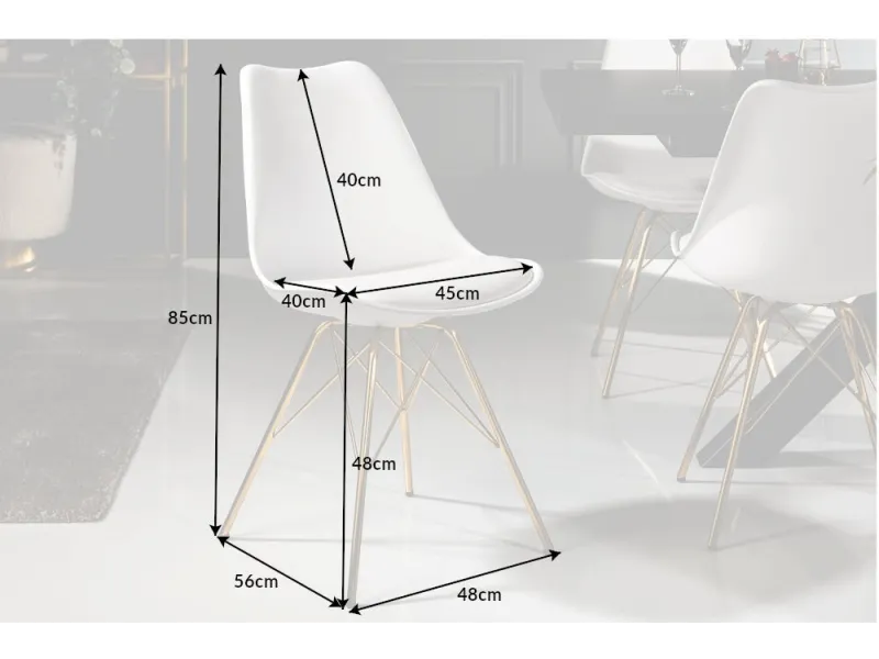 Chaise scandinave blanche pieds dorés – chaise design moderne élégante