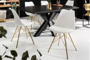 Chaise scandinave blanche pieds dorés – chaise design moderne élégante