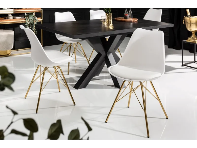 Chaise scandinave blanche pieds dorés – chaise design moderne élégante