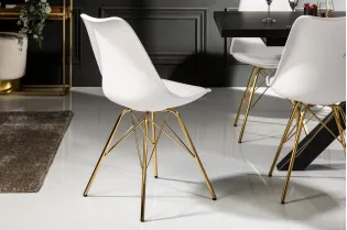 Chaise scandinave blanche pieds dorés – chaise design moderne élégante 2