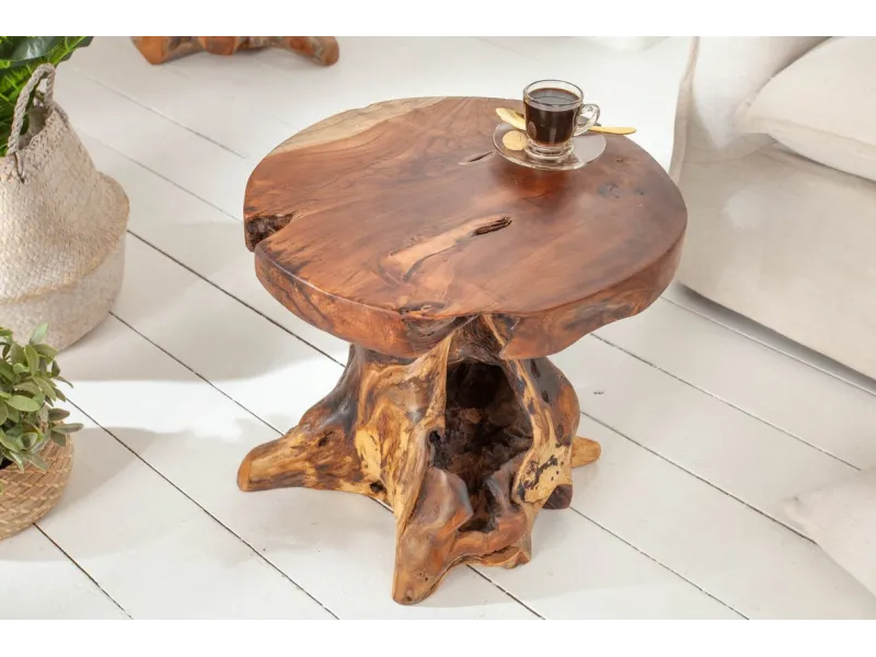 Table d'appoint design naturel de 40cm en bois massif Table d'appoi...