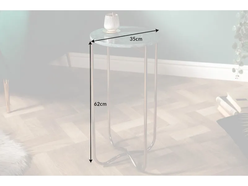 Lot de 2 tables d'appoint design coloris gris en marbre et métal ar...