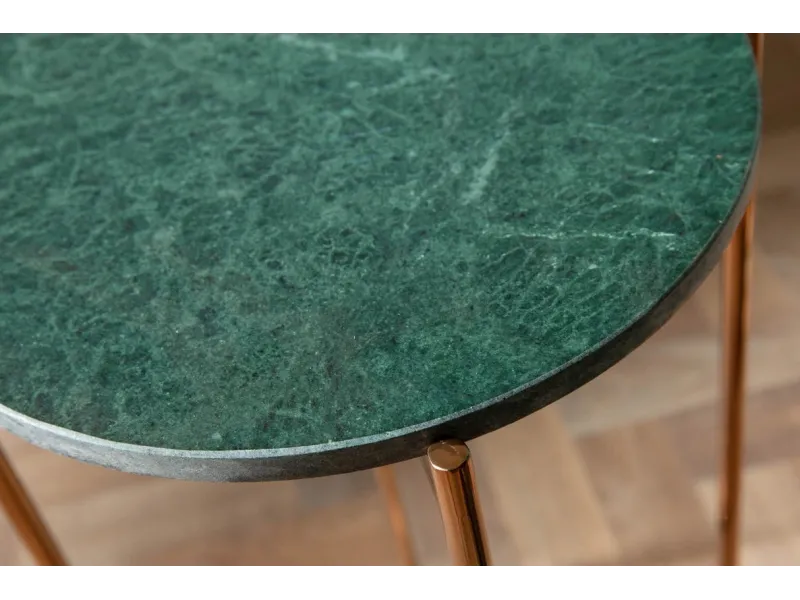 Lot de 2 tables d'appoint design coloris gris en marbre et métal ar...