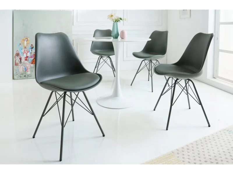 Lot de 4 chaise de salle à manger design scandinave coloris gris et...