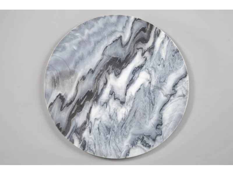 Lot de 2 tables d'appoint moderne en marbre et en métal coloris gri...