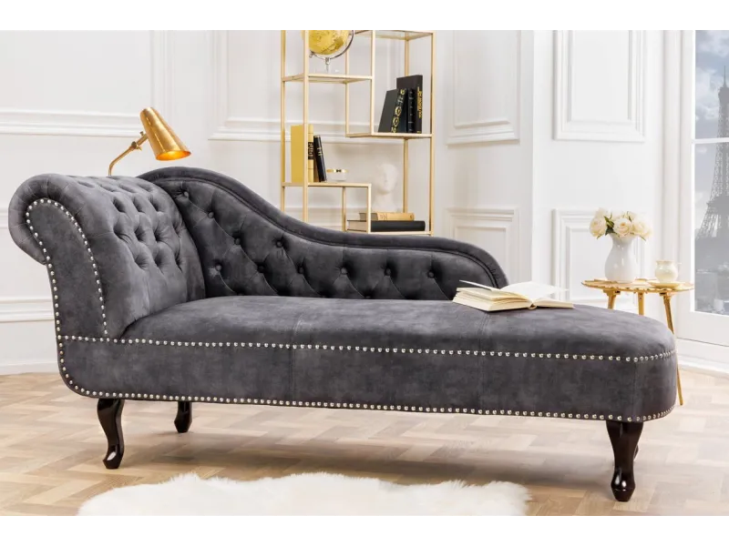 Meridienne Chesterfield en microfibre gris Canapés, Banquettes |adenia...