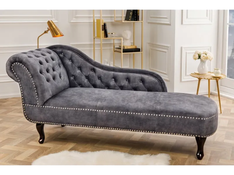 Meridienne Chesterfield en microfibre gris Canapés, Banquettes |adenia...