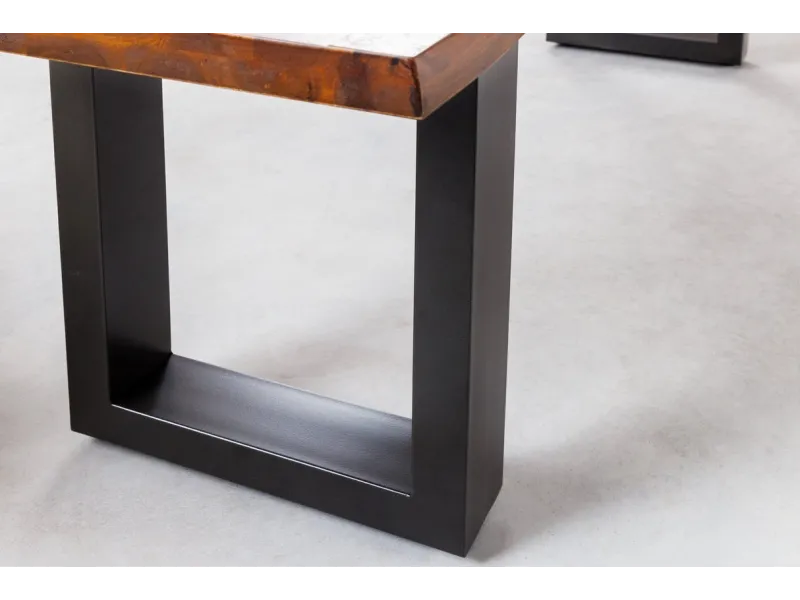 Banquette 160cm design en bois massif et métal Chaises de salle à m...