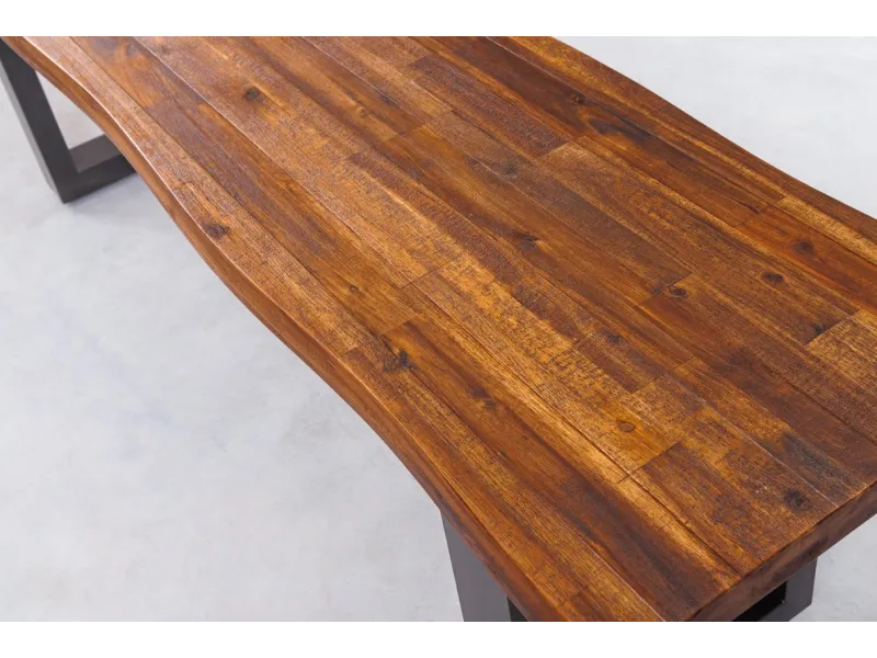 Banquette 160cm design en bois massif et métal Chaises de salle à m...