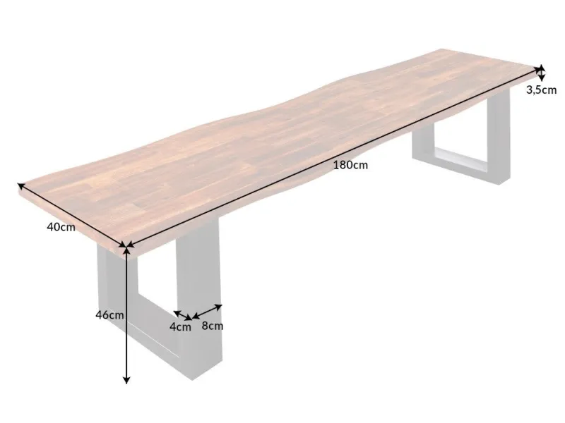 Banquette 160cm design en bois massif et métal Chaises de salle à m...