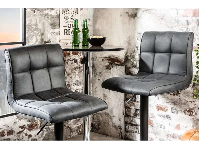 Lot de 2 tabourets de bar design en simili cuir noir Chaises de sal...