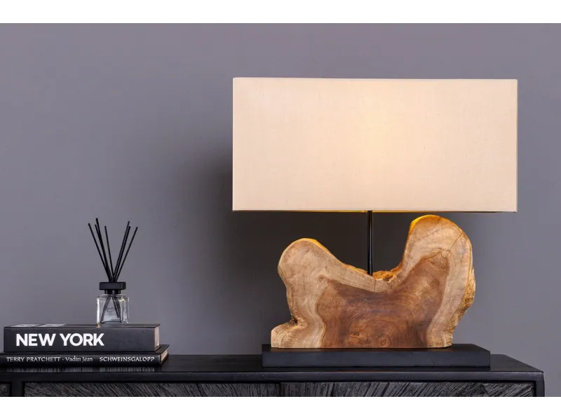 Lampe à poser contemporaine de 40cm coloris noir en laine et en bét...