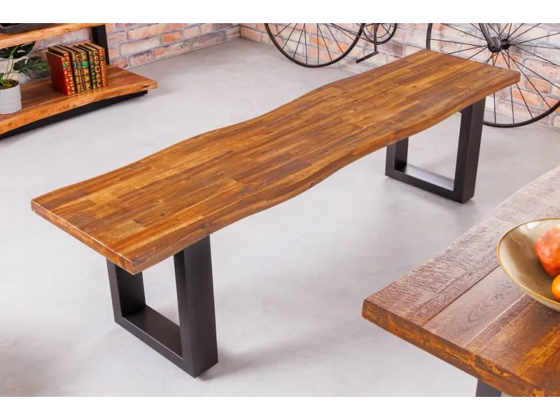 Banc 160 cm design industriel en bois et métal Chaises de salle à m...