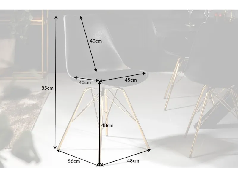 Chaise scandinave noire pieds dorés – chaise design moderne élégante