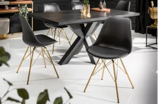 Chaise scandinave noire pieds dorés – chaise design moderne élégante