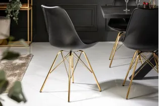 Chaise scandinave noire pieds dorés – chaise design moderne élégante 2