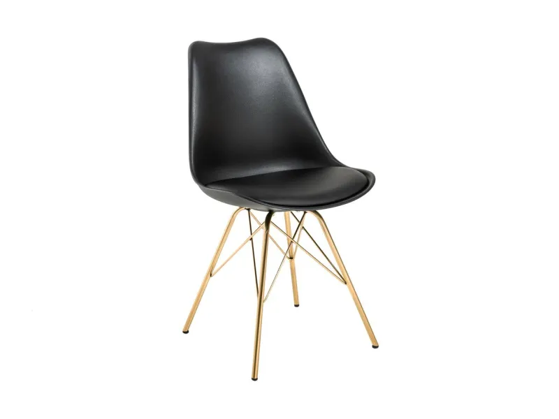 Chaise scandinave noire pieds dorés – chaise design moderne élégante