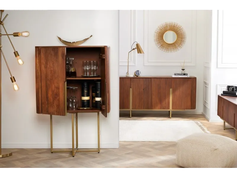 Barière antique design Sheesham coloris marron 150cm  pas cher