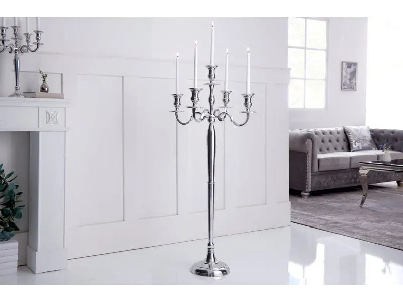 Chandelier 120 cm design 5 branches en aluminium argenté Objets de ...