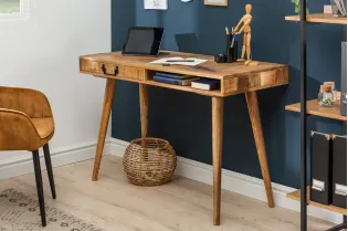 Bureau design 120x75 cm pour ordinateur portable teinté noir Secrét...