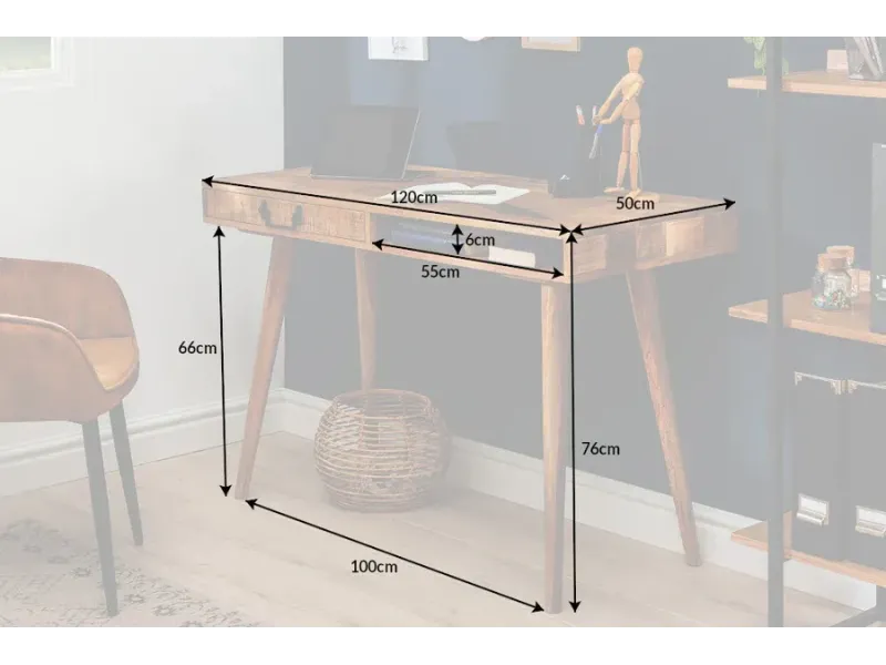 Bureau design 120x75 cm pour ordinateur portable teinté noir Secrét...