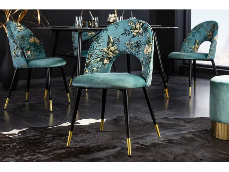 Chaise de salle à manger design baroque coloris gris argenté home |...