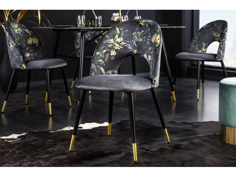 Chaise de salle à manger design baroque coloris gris argenté home |...