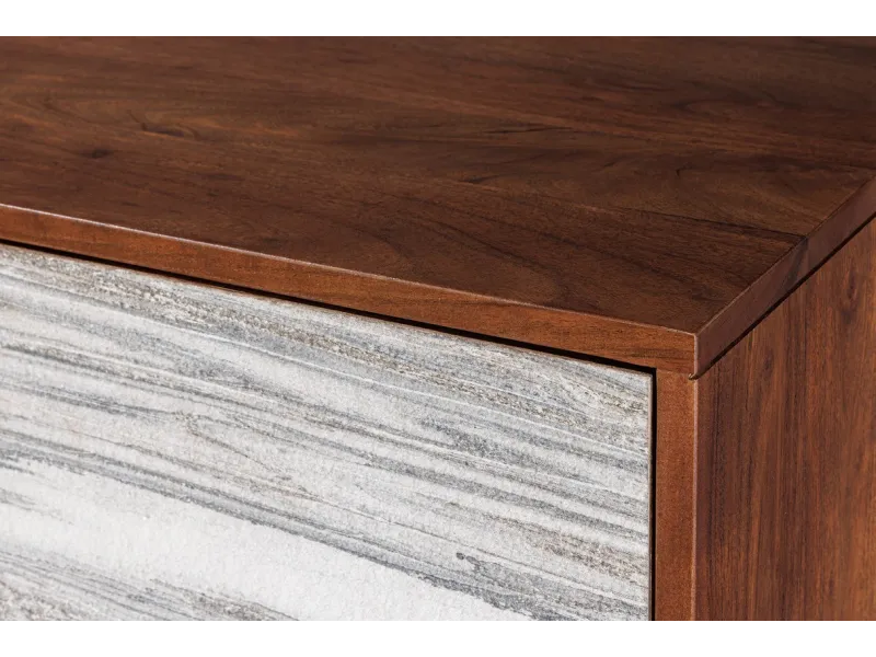 Buffet Haut design minimal en bois massif 120cm pas cher