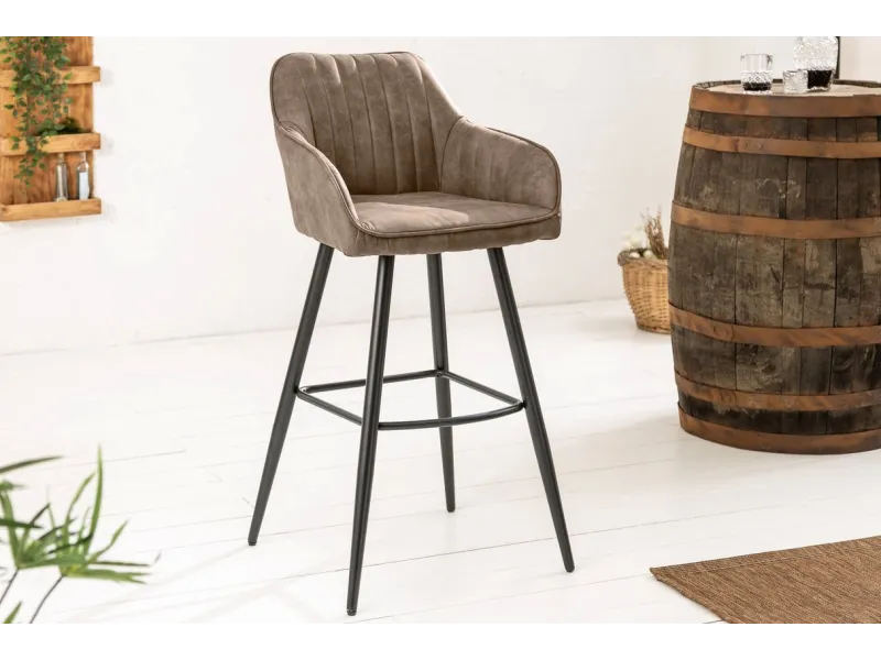 Lot de 2 tabourets de bar en velours coloris taupe