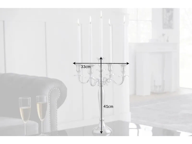 Chandelier style broque 5 branches en aluminium argenté Objets de d...