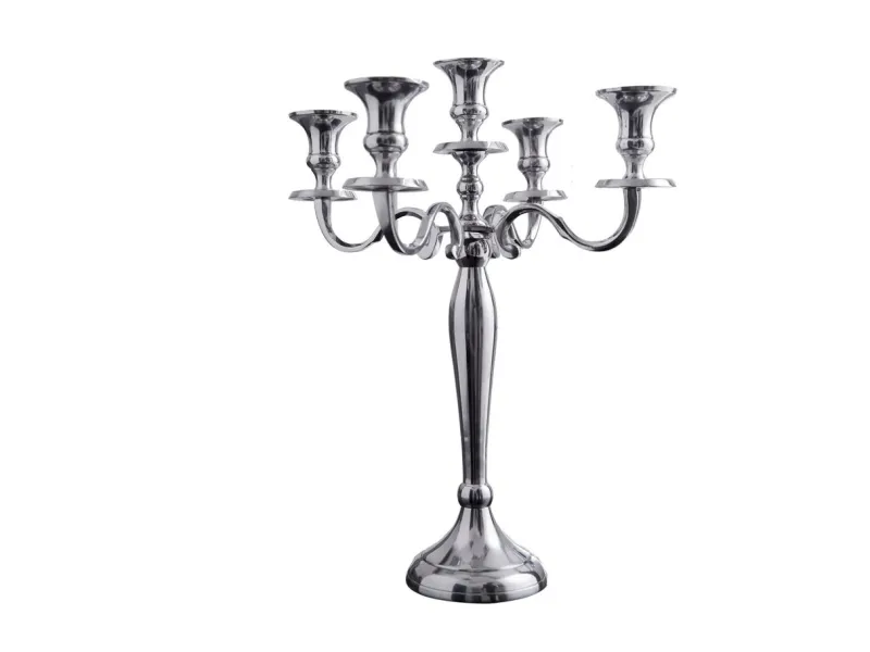 Chandelier style broque 5 branches en aluminium argenté Objets de d...