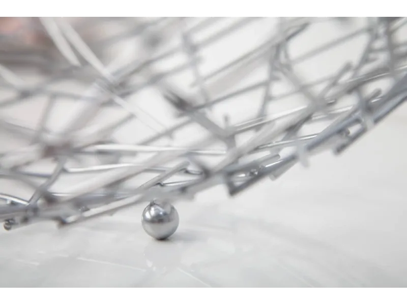 Corbeille de fruit moderne en métal argenté Objets de décoration  |...