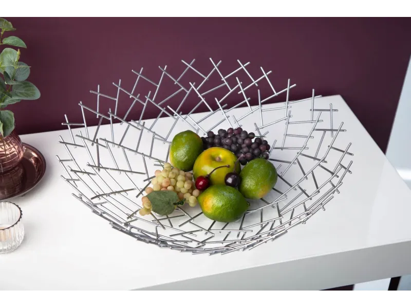 Corbeille de fruit moderne en métal argenté Objets de décoration  |...