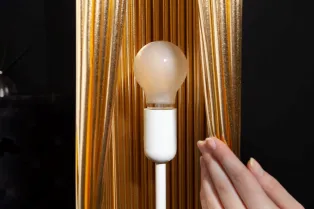 ampe design 120 cm avec abat-jour volanté or et argent – Lampadaire moderne 2