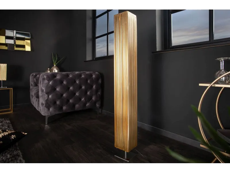 ampe design 120 cm avec abat-jour volanté or et argent – Lampadaire moderne