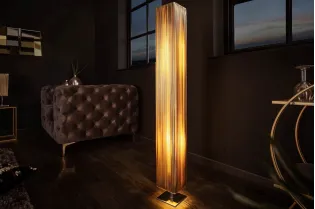 ampe design 120 cm avec abat-jour volanté or et argent – Lampadaire moderne