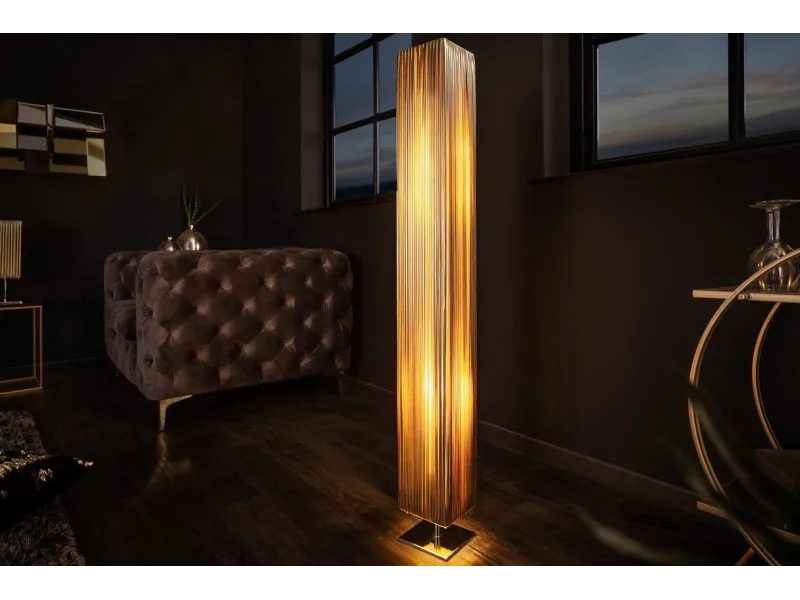 ampe design 120 cm avec abat-jour volanté or et argent – Lampadaire moderne