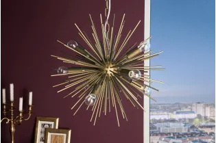 Suspension moderne dorée design 50cm – Lustre chic salon & salle à manger |bellozia.com 2