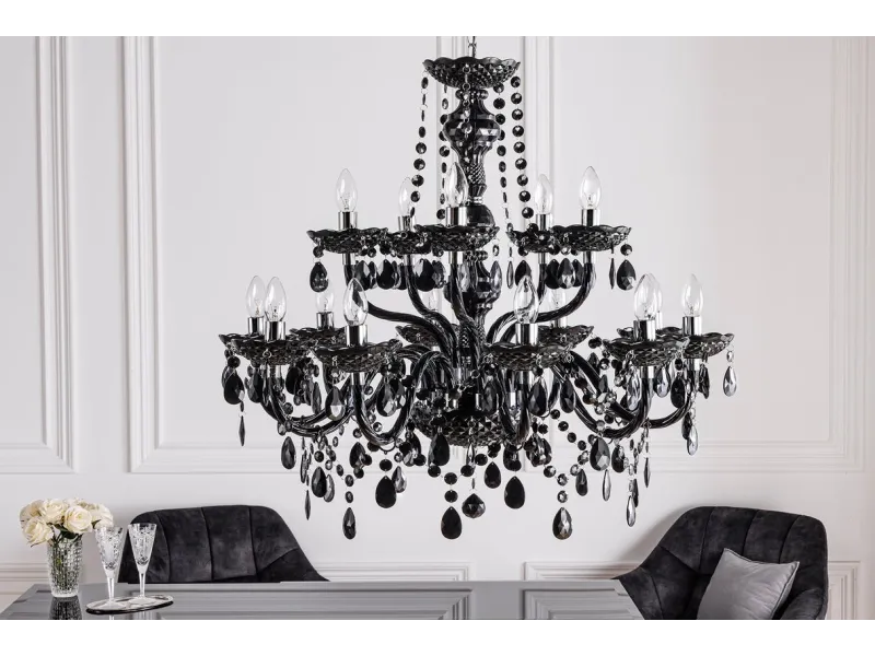 Lustre noir avec 15 bougies Suspensions |bellozia.com