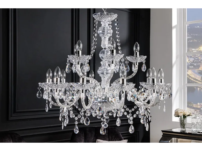 Lustre original à 15 bougies coloris transparent Suspensions |bellozia...