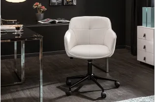 Lot de 4 chaises de bureau à roulettes en simili cuir coloris turqu... 2