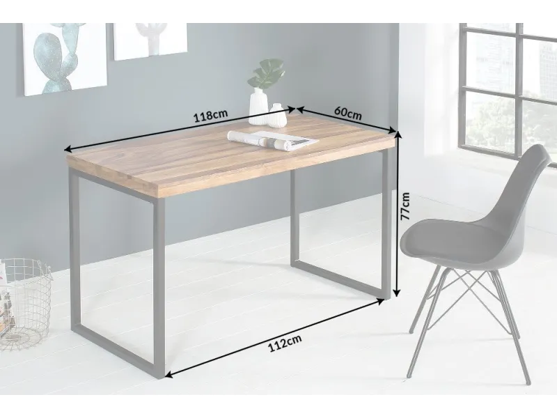 Bureau 120 cm design naturel avec pieds en métal chromé Secrétaire ...