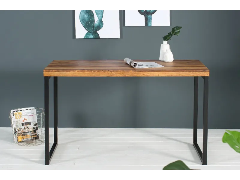 Bureau 120 cm design naturel avec pieds en métal chromé Secrétaire ...